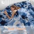 thumbnail image 4 of Blue Flowers 4 Piece Duvet Cover Set California King Size Petals Silhouette Watercolor Boho Ink Blooming Soft Bedding Set Comforter Cover, 1 Duvet Cover 1 Flat Sheets and 2 Pillowcases, 4 of 9