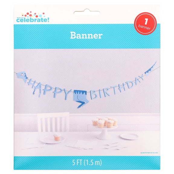 Blue Dinosaur Happy Birthday Party Banner, 5', by Way To Celebrate