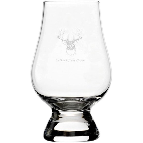 Buck Father of the Groom Wedding Buck Etched 6.5oz Glencairn Whisky Glass