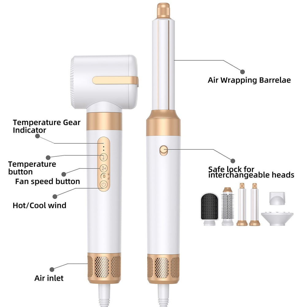 7 in 1 Multifunctional Styler Curler Automatic Curling Hair Dryer 1400W Powerful Hair Straightener Set US Plug