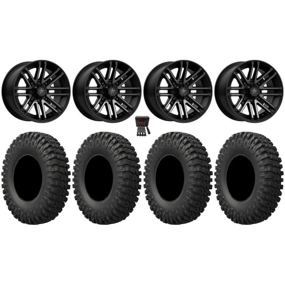 MSA Rogue 14" Wheels Black 32" MotoCrusher Tires Yamaha Viking Wolverine YXZ1000R CFMoto ZForce 950 UForce 1000