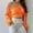 Orange, variant on Women'S Chiffon Shirt Cute Off Shoulder Long Sleeve Self Tie Knot Crop Top Blouse White XL