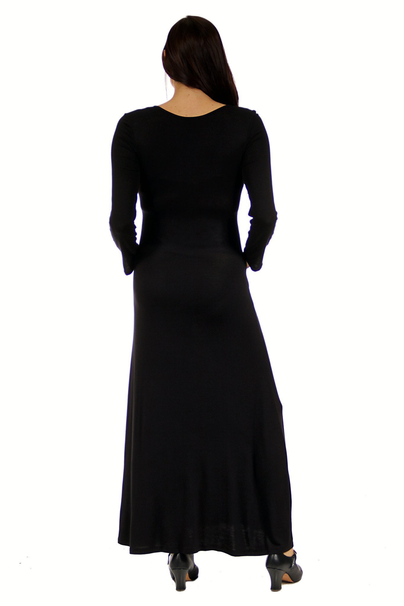 Women's Maternity Long Sleeve Scoop Neck Maxi Dress