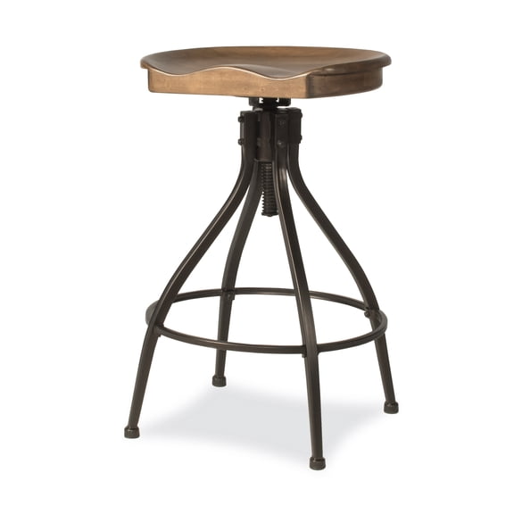 Hillsdale Furniture Worland Metal Backless Adjustable Height Swivel Stool, Brown Metal with Walnut Finished Wood