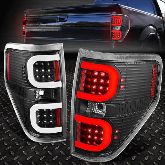 Nuvision Dual LED C-Tube Bar Tail Light Brake Lamps for 09-14 Ford F150, Black Housing