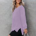 thumbnail image 5 of Oversized Sweatshirt for Women Waffle Knit Crewneck Sweatshirts Long Sleeve Side Slits Casual Pullover Tops, S-2XL, 5 of 6