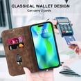 thumbnail image 5 of Dteck Strong Magnetic Case for iPhone 16 Pro, Compatible with MagSafe, iPhone 16 Pro Wallet Case with RFID Blocking Holder Slots, PU Leather Flip Folio Cover Kickstand Shockproof,Brown, 5 of 9