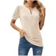 thumbnail image 2 of Fiudx Ofertas Relámpago Camiseta de Manga Corta de Color Sólido con Botones y Cuello Redondo de Verano para Mujer, 2 of 7