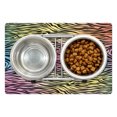 thumbnail image 1 of Zebra Print Pet Mat for Food and Water, Colorful Zebra Pattern Animal Wilderness Themed Artwork Print, Non-Slip Rubber Mat for Dogs and Cats, 18" X 12", by Ambesonne, 1 of 2