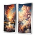 thumbnail image 3 of Designart "Contrasting Cloud Dramas I" Clouds Framed Wall Art Set Of 2 - Coral Landscapes Gallery Wall Frame Set For Home Decor, 3 of 7