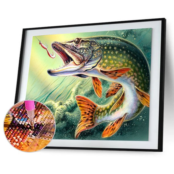 5D pescado mordedura gancho diamante pintura bordado bricolaje punto de cruz Home Decor Likrtyny decoración de arte