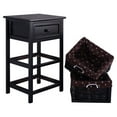 thumbnail image 5 of Costway Black Night Stand 3 Tiers 1 Drawer Bedside End Table Organizer Wood W/2 Baskets, 5 of 12