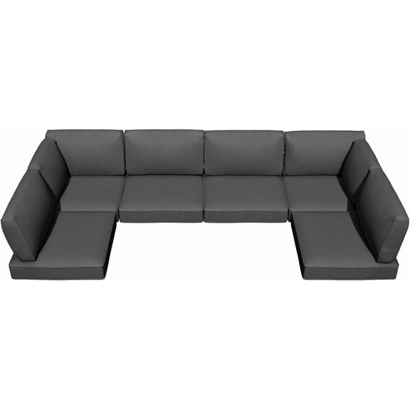 Mvpipi Patio Cushions for Outdoor Furniture,Water-Resistant Outdoor Cushions for 6 Seat Outdoor Sectinal,25.3"×25.3" Deep Seat Sofa Cushions, 14-Piece Outdoor Couch Cushions,Grey
