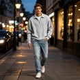 thumbnail image 3 of Big and Tall Mens Sweatshirts Quarter Zip Pullover Activewear 3/4 Zip Pullover Long Sleeve Vintage Polo Sweaters White S, 3 of 3