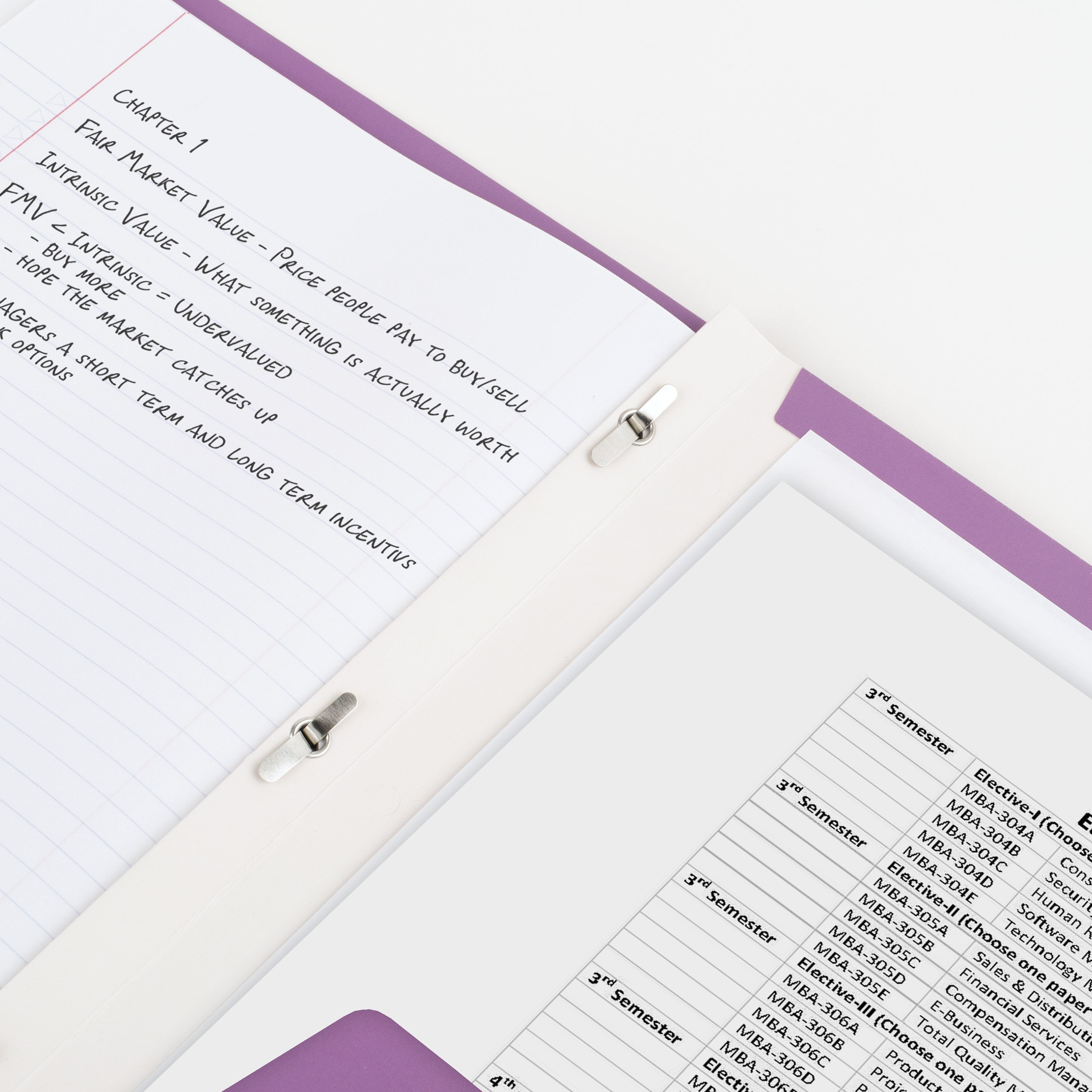 (3 pack) Five Star Pocket and Prong Paper Folder, Amethyst Purple