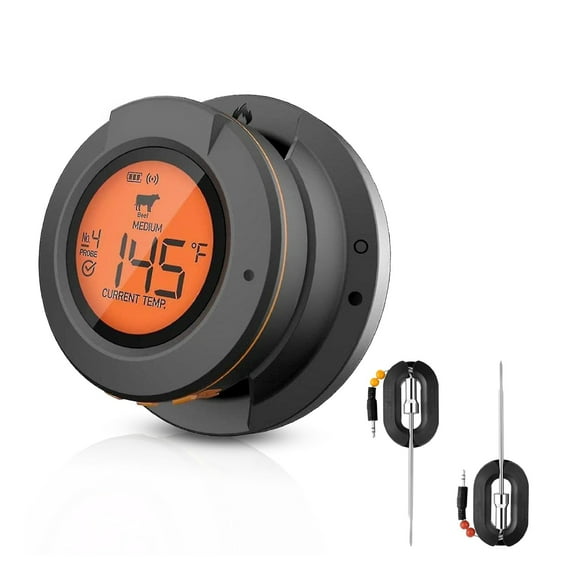 Digital Wireless Meat Thermometer with 4 Probes for Smoker and BBQ, Grill Thermometer (Bluetooth), 2 Probes Included.