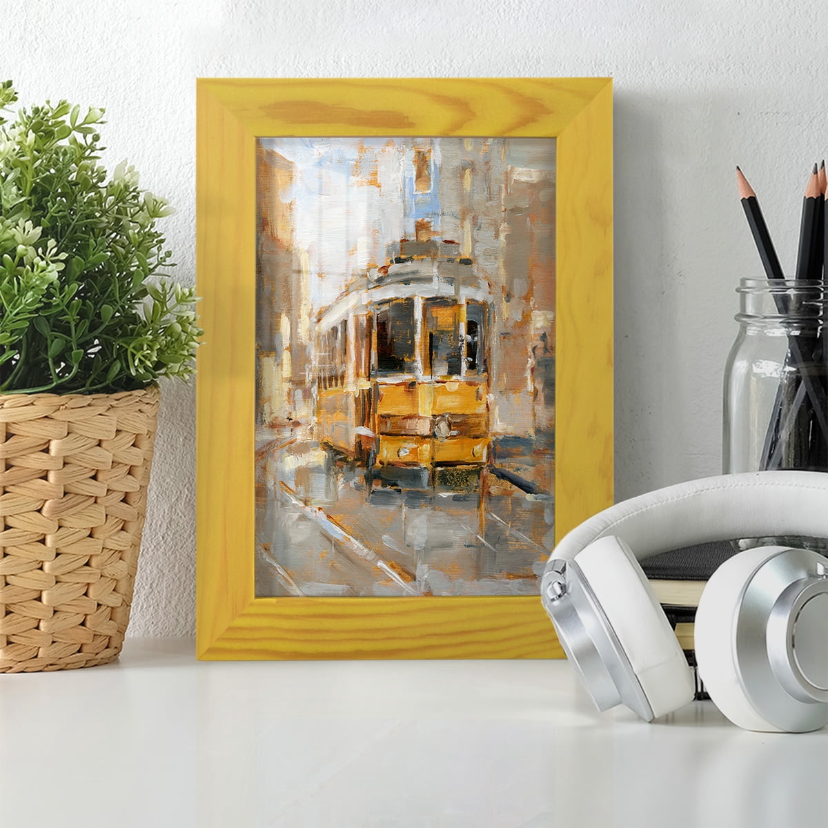 Day Trolley II - Framed Print w/glass - Sunflower Yellow