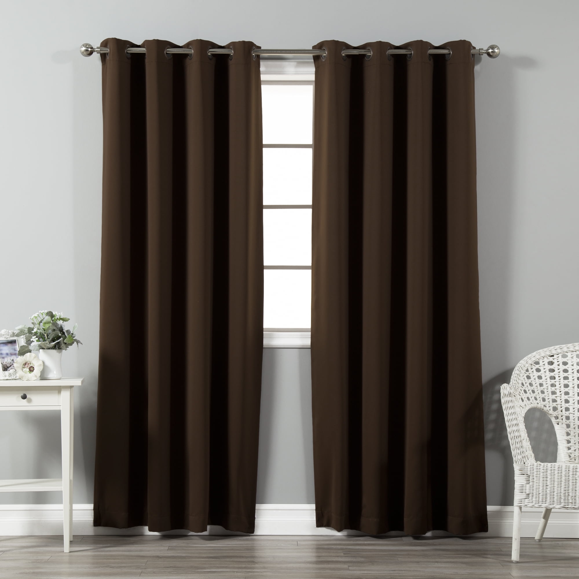 Quality Home Basic Thermal Blackout Curtains Antique Bronze Grommet Top Dark Chocolate (Set