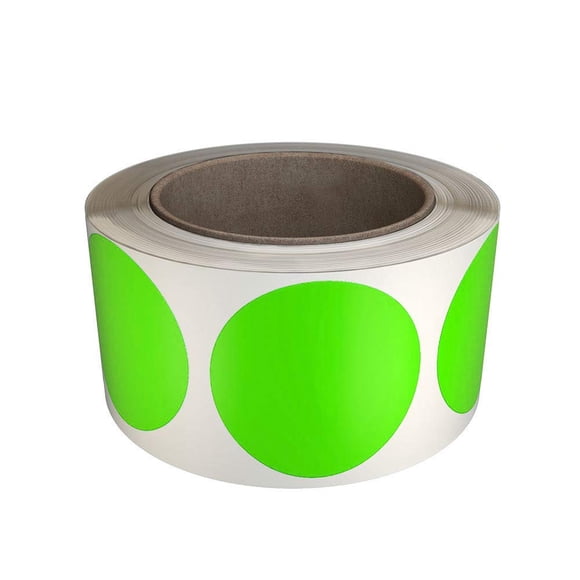 Pegatinas De Puntos De Color Verde Real, Rollo De 2 Pulgadas, Etiquetas Fluorescentes En Verde Neón, 5 Cm (50 Mm), Paquete De 600