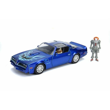 1977 Pontiac Firebird Trans Am with Pennywise Figure, IT Chapter Two - Jada 31118 - 1/24 scale Diecast Model Toy Car