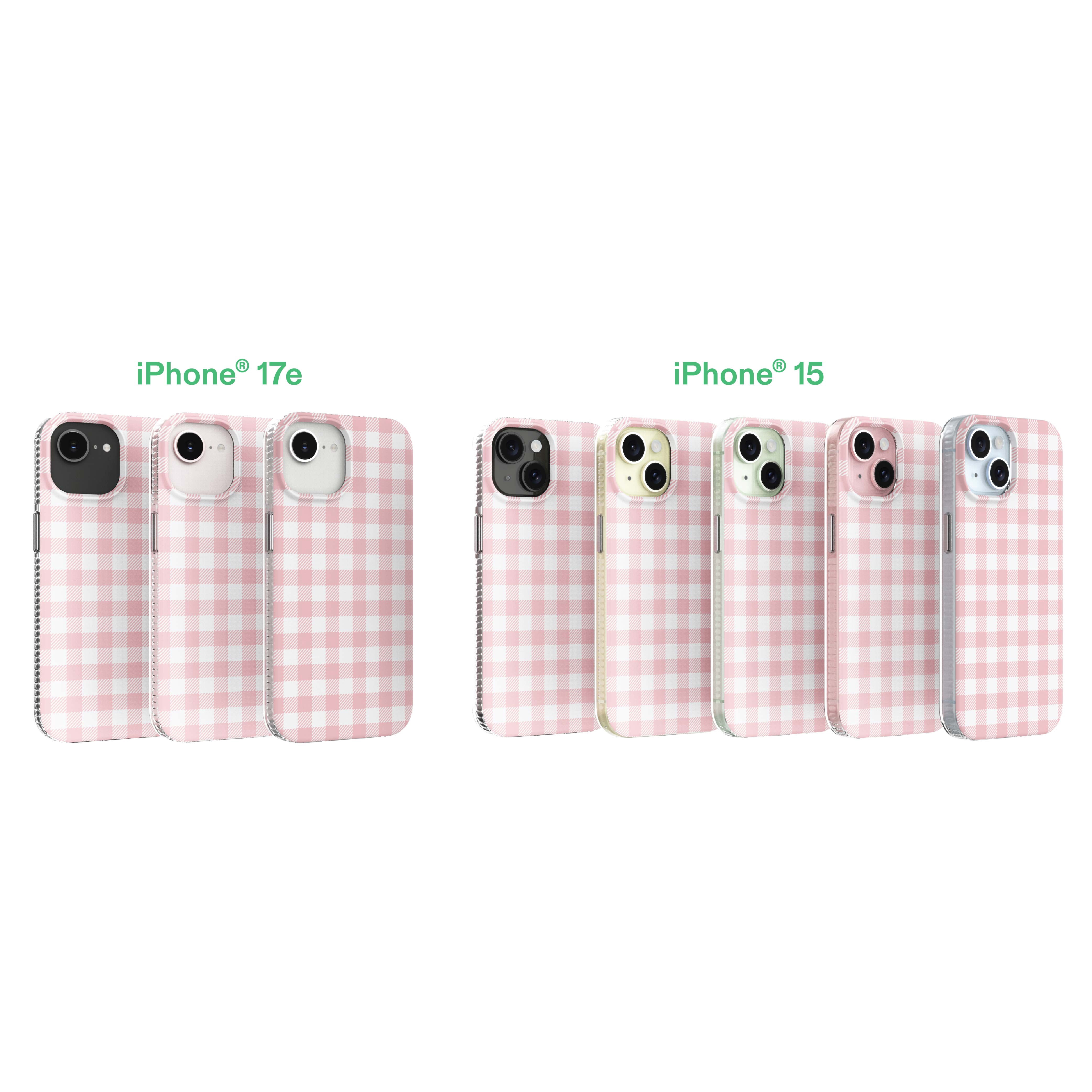 onn Phone Case for iPhone 17e / 16e / 15 / 14 / 13, MagSafe Compatible - Pink Gingham