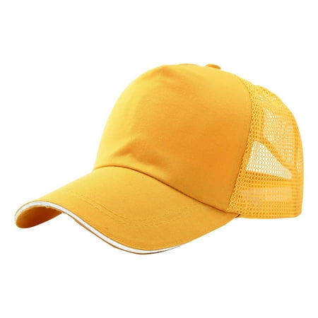 Fgnfyis Hats for Women Front Mesh Back Unisex Summer Fashion Casual Sunscreen Adjustable Mens Trucker Hat Yellow One Size