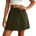 thumbnail image 4 of Gealkoca Soft Sweat Skirts for Women A Line Elastic Summer Drawstring Short Golf Casual Skirt with Pockets Women's Solid Color Workout Mini Skirt, 4 of 7