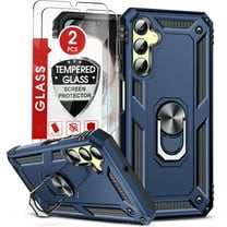 LeYi for Samsung A 25 5G Case, Samsung Galaxy A25 5G Phone Case with [2 Pack] Tempered Glass Screen Protector, [Military-Grade] Magnetic Ring Kickstand Protective Case for Galaxy A25, Blue