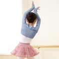 thumbnail image 4 of Y-Sunset Girls Ballet Long Sleeve Shrug, Lightweight Dance Cardigan, Breathable Cropped Wrap Top for Practice, Class & Layering(Light Blue/14-16 Years), 4 of 5