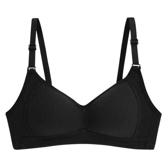 KDFJPTH Wireless Bra For Women Push-Up Feamle Solid Black 32