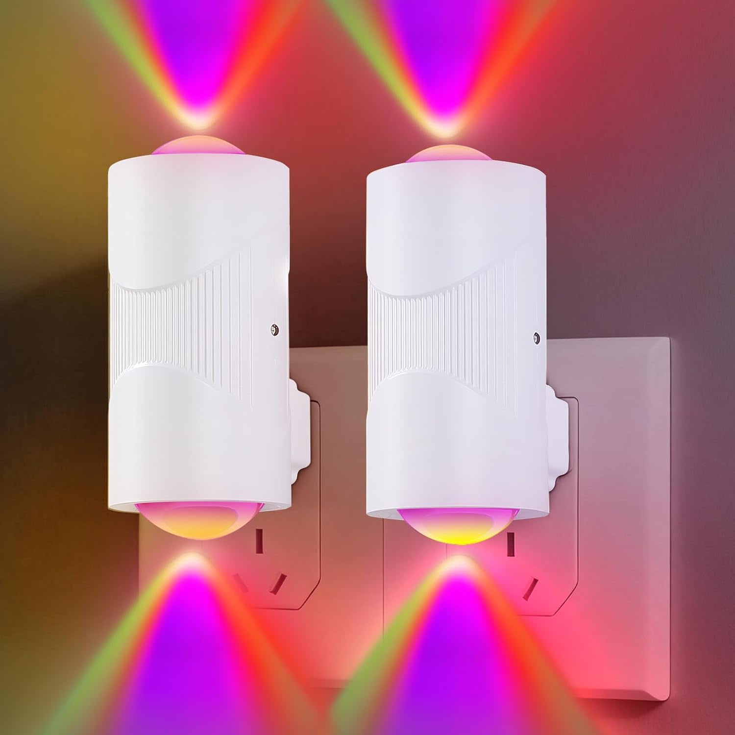 RGHJAR-Night Lights Plug into Wall, RGB Dimmable LED Night Light with 4 Adjustable Brightness, Automatic Nightlight Plug in with Smart Light Sensor for Nursery, Hallway, Bathroom, Bedroom (RGB)