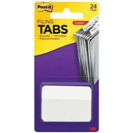 Post-it® Durable Index Tabs, 2" x 1 1/2", Angled, White, Pack Of 24 Flags