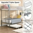 thumbnail image 5 of Heavy Duty Twin Over Twin Metal Bunk Bed with Flat Ladder & Safety Guardrail, Convertible Trundle Bed Frame for Dorm, Bedroom, Guest Room, No Box Spring Needed, Silver, D6554, 5 of 9