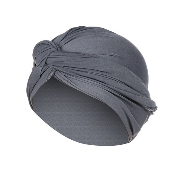 Prolriy Turbans for Women Women Solid Hat Muslim Ruffle Turban Wrap Scarf Cap Head Wraps Hats for Women Grey