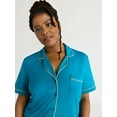 thumbnail image 4 of Joyspun Women's Knit Notch Collar Top and Capri Pants Pajama Set, 2-Piece, Sizes S to 3X, 4 of 5