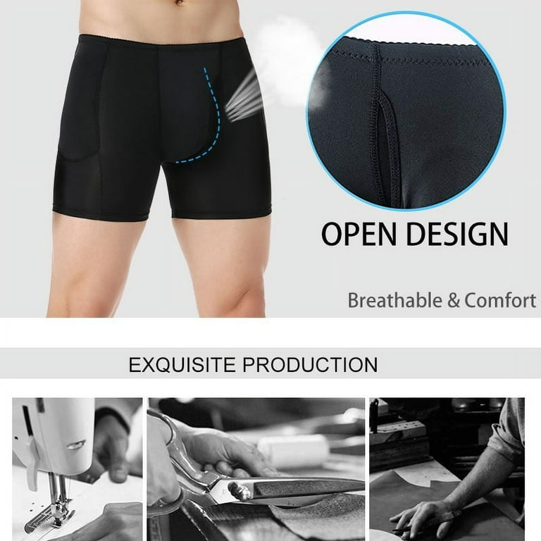 VASLANDA Men Black Brief Padded Butt Booster Enhancer Hip-up Boxer High  Waist Skinny Panties Underwear