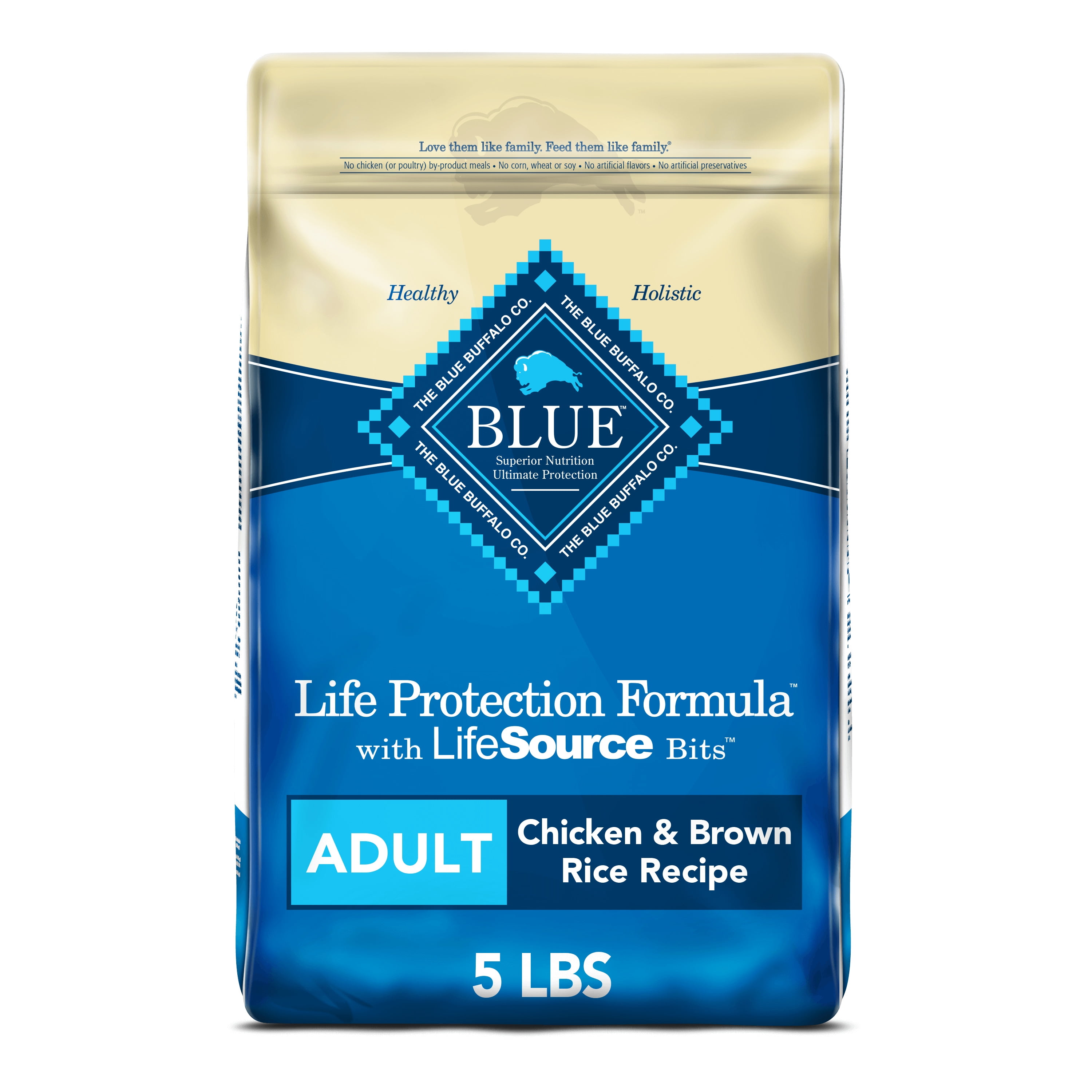 Blue Buffalo Life Protection Formula Chicken and Brown Rice Dry Dog Food for Adult Dogs, Whole Grain, 5 lb. Bag