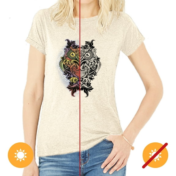 DelSol Women Crew Tee - Ornate Owl - Grey T-Shirt (2XL) for Women
