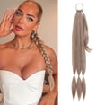 thumbnail image 2 of Benehair Long Braided Ponytail Extensions with Hair Tie Straight Wrap Around Hair Extensions Ponytail Sandy Blonde mix Bleach Blonde 34", 2 of 9