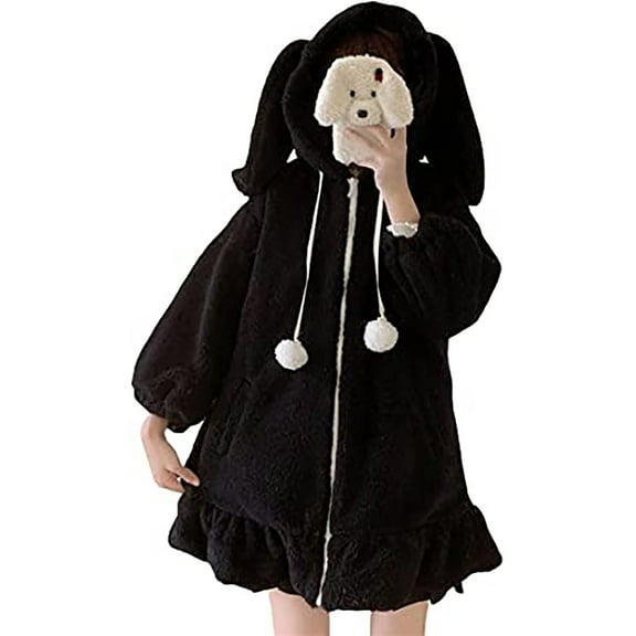 Fjofpr Clothing Womens Fleece Coats Winter Coats Loose Jacket Plush and Thicked Fashion Women Loose Long Sleeve Solid Cute Coat Blouse