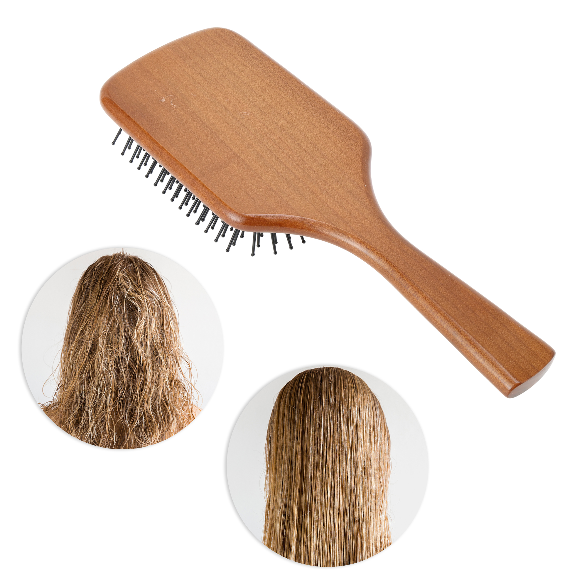 Unique Bargains 1 Pc Wood Airbag Hair Comb for Hair Care Dark Brown, Black 9.65"x3.27"