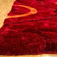 thumbnail image 3 of Allstar Burgundy Shaggy Area Rug with 3D Red Circle Design. Contemporary Formal Hand Tufted (7' 6" x 10' 5"), 3 of 4