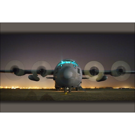 24"x36" Gallery Poster, Air Force C-130 Hercules, Sather Air Base, Iraq, April 19, 2006