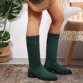 thumbnail image 5 of Women's Chunky Heel Mid Calf Boots, Plus Size Knit Pointed Toe Chunky Heel Casual Boots with Breathable Lining, Trendy Footwear for Daily Party Wear, 5 of 5