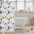 thumbnail image 3 of Manfei Cartoon Planets Shower Curtain 72Wx72L,Cute Rocket Print Bathroom Curtain,Blue Orange White, 3 of 5