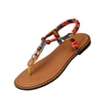 thumbnail image 3 of Domuza Sandals Women Flat Shoes Summer Bohemian Toe-Separator Sandals Casual Comfortable Beach Flip Flops with Elastic Band Red 8（EU-40）, 3 of 6