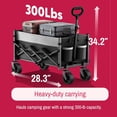 thumbnail image 2 of Collapsible Wagon Cart Foldable 300lbs, Portable Rolling Shopping Carts with Wheels,  Terrain Folding  Beach Wagons, Heavy Duty Garden Utility Cart for Groceries Fishing, Black, 2 of 6
