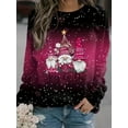 thumbnail image 2 of Plus Size Christmas Top, Women's Plus Christmas Dwarf & Slogan Print Ombre Long Sleeve Round Neck Slight Stretch Top, 2 of 5