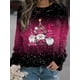 thumbnail image 2 of Plus Size Christmas Top, Women's Plus Christmas Dwarf & Slogan Print Ombre Long Sleeve Round Neck Slight Stretch Top, 2 of 5