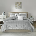 thumbnail image 4 of Full/Queen Metallic Printed Comforter Set,Grey+Silver Polyester Household Supplies Décor Bedding Bedding Sets, 4 of 11